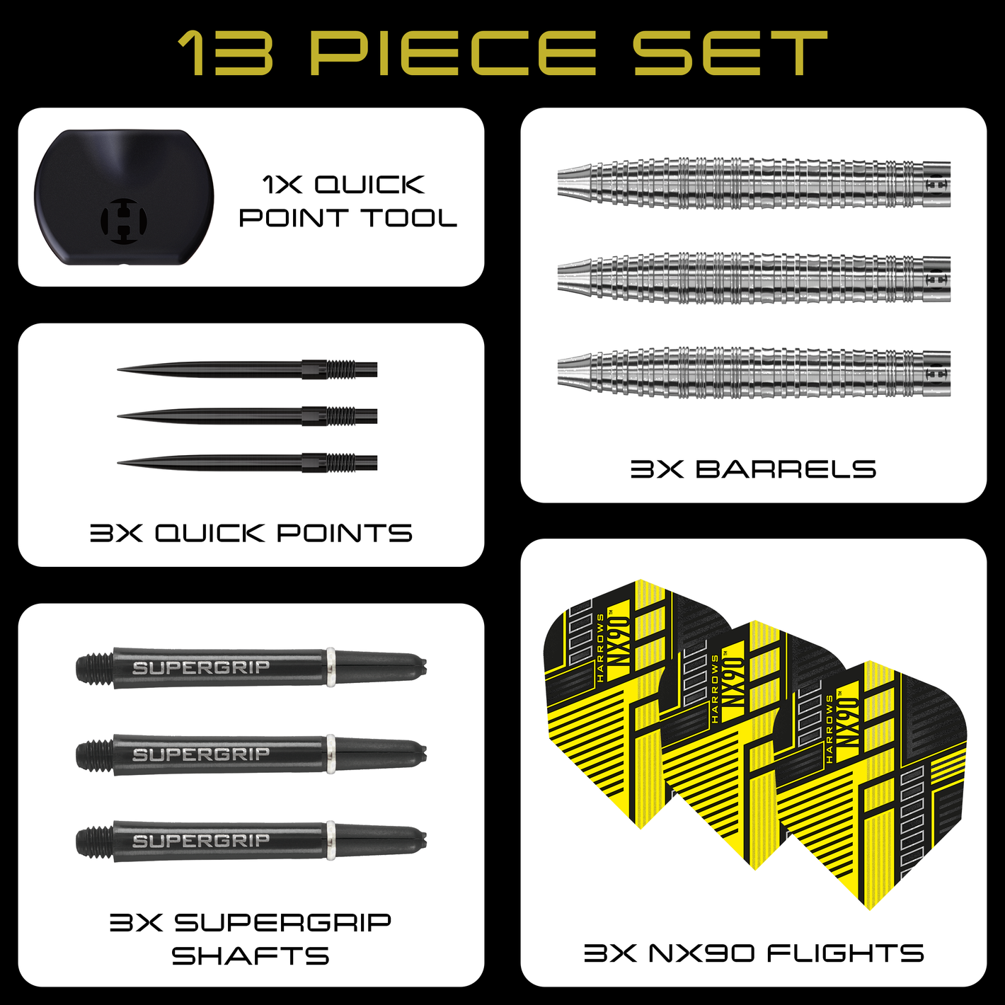 Harrows NX90 Tapered Quick Point Steeldarts
