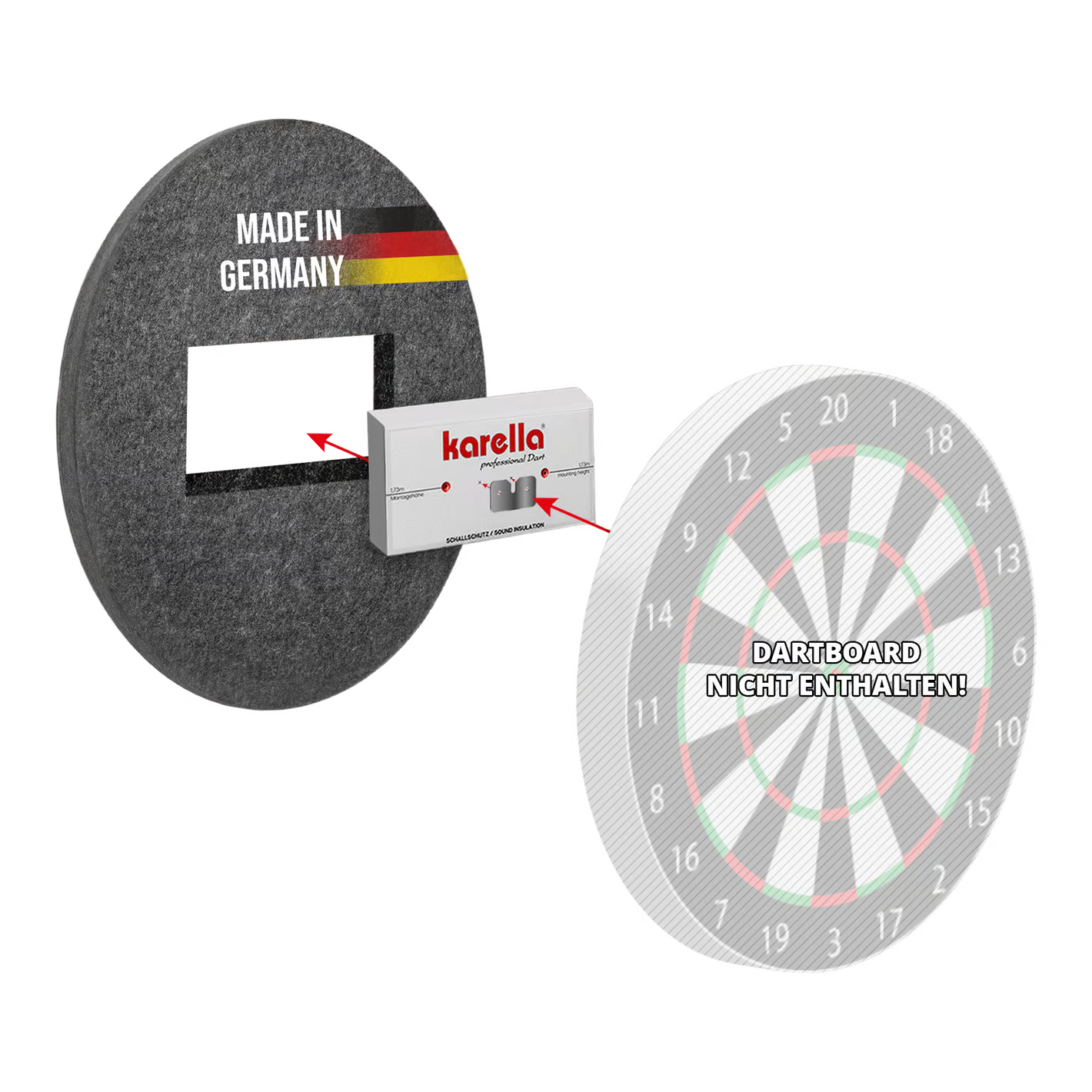 Kompakter Schallschutz Karella für Steeldartboards