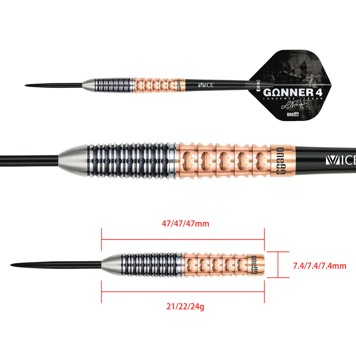 One80 GUNNER 4 Steeltip Black&Rosegold