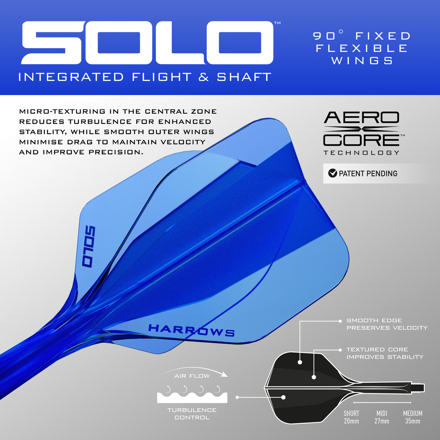 Harrows Solo No6 Flight-Shaft-System - Blau