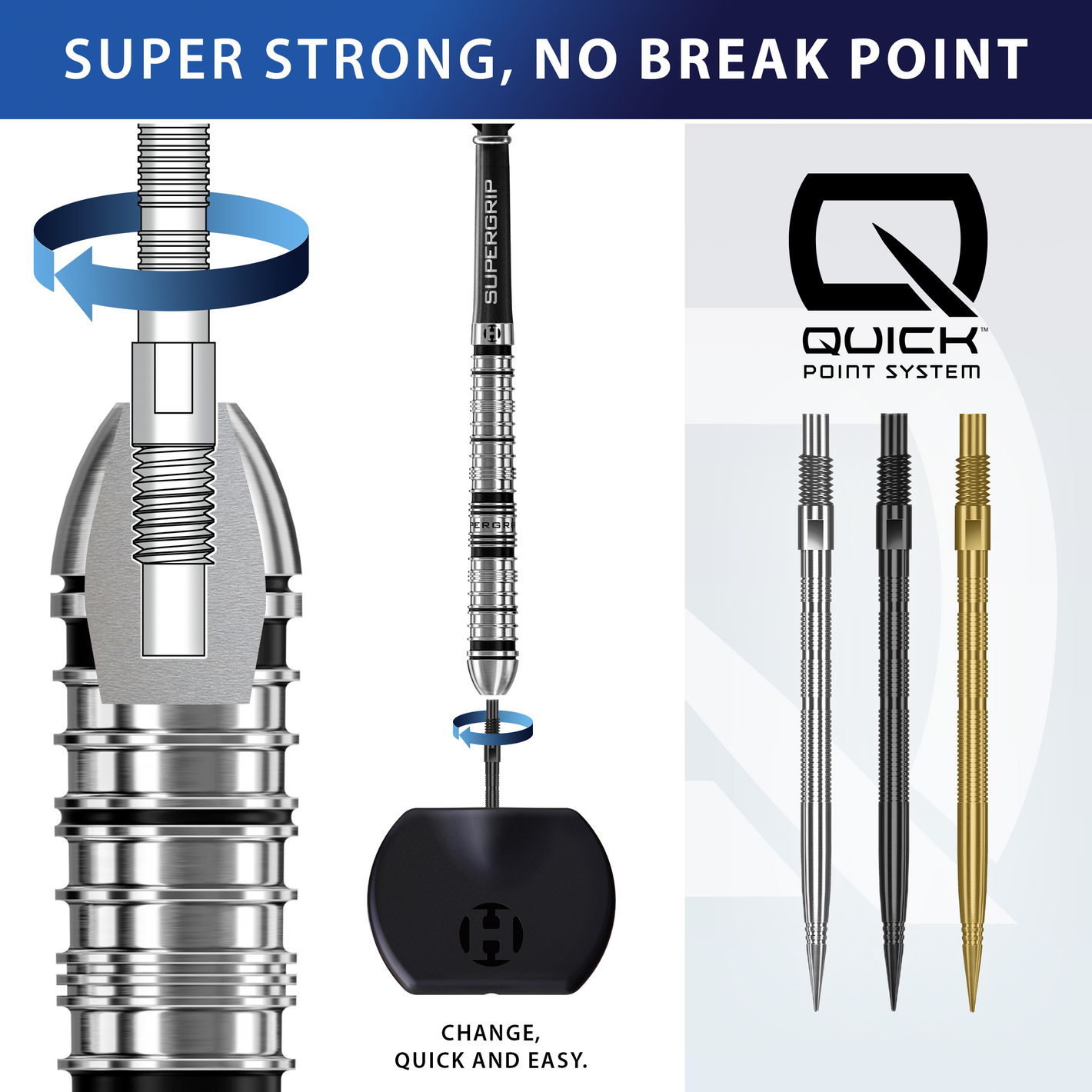 Harrows Quick Point Micro Ridge Dartspitzen - Schwarz