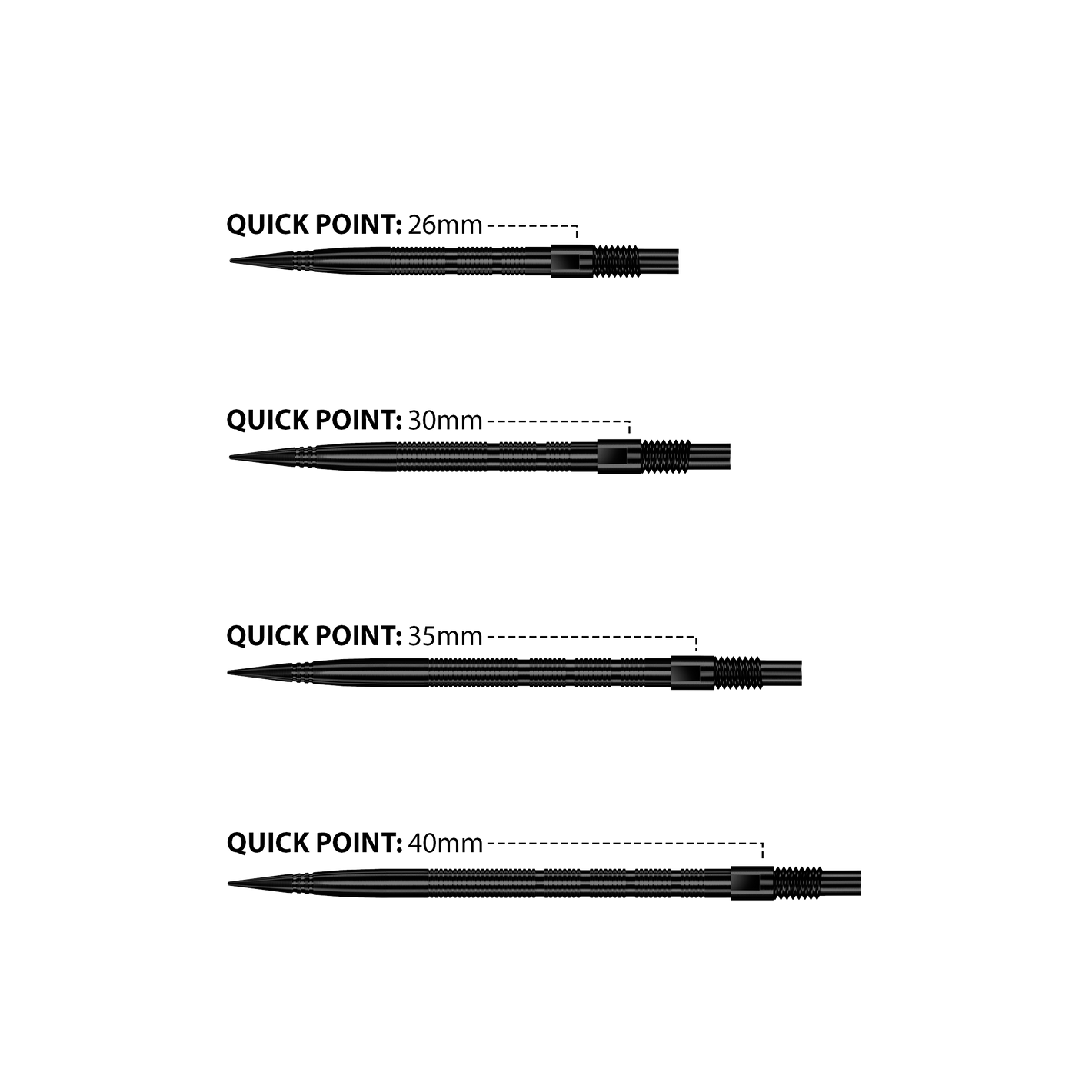 Harrows Quick Point Micro Ridge Dartspitzen - Schwarz