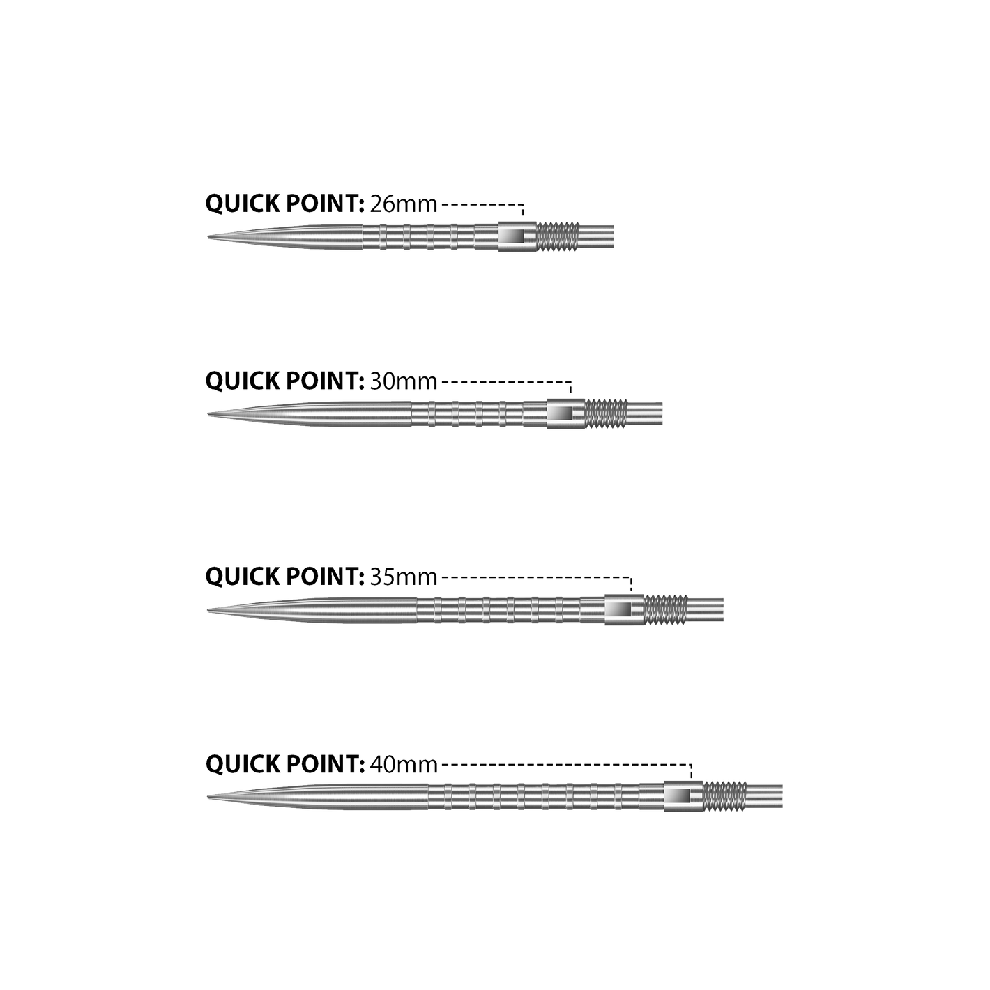 Harrows Quick Point Heavy Metal Dartspitzen - Silber
